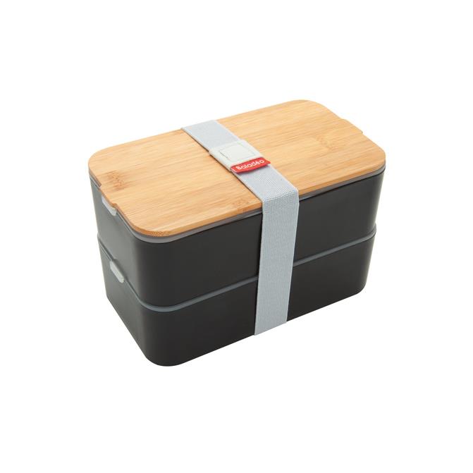 Bento  Mihara , schwarz, mit Bambusdeckel