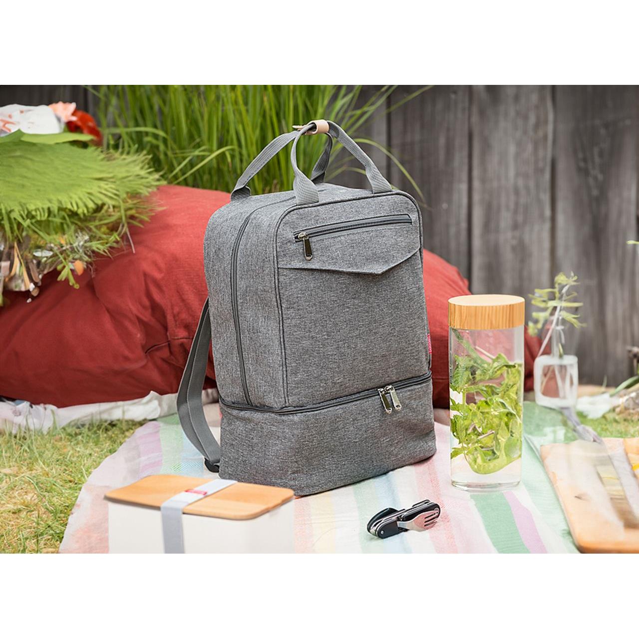 Isothermer Rucksack  Yari , aus RPET, grau meliert