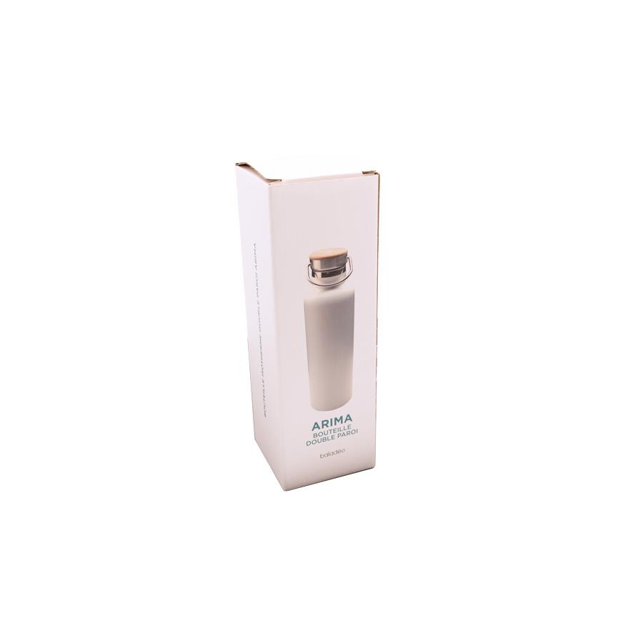 Doppelwandige Flasche  Arima , weiß, Bambusdeckel, 500ml