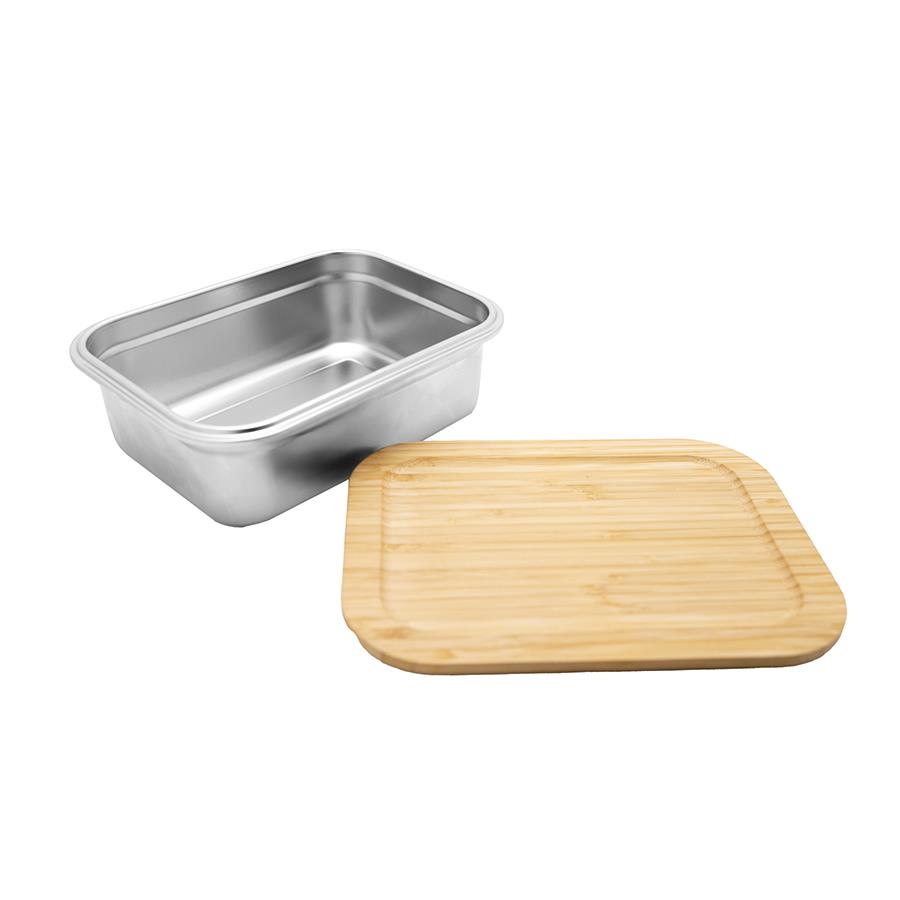 Bento   Osaka  , Mikrowellengeeignetes Edelstahl, mit Bambusdeckel