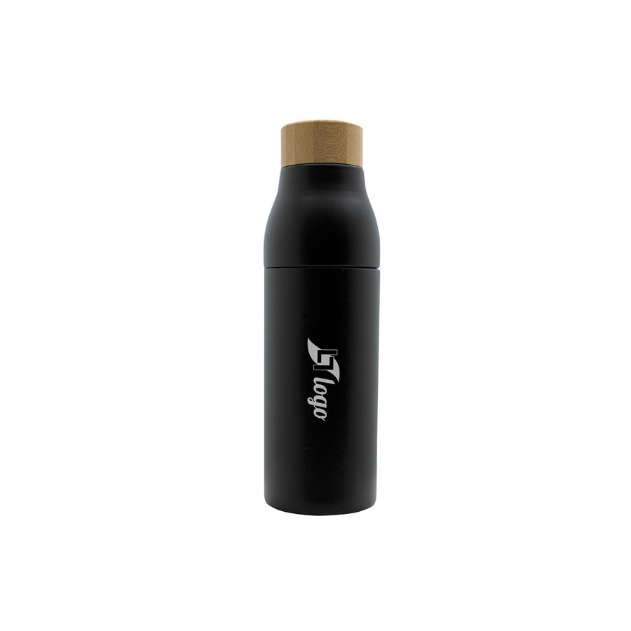 Doppelwandige und teilbare Flasche  Shima , Bambusdeckel, 600ml
