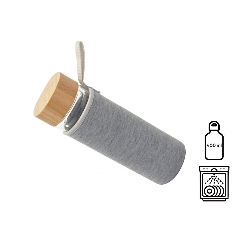 Doppelwandige Glasflasche  Ocha , 400ml, Neoprenhülle