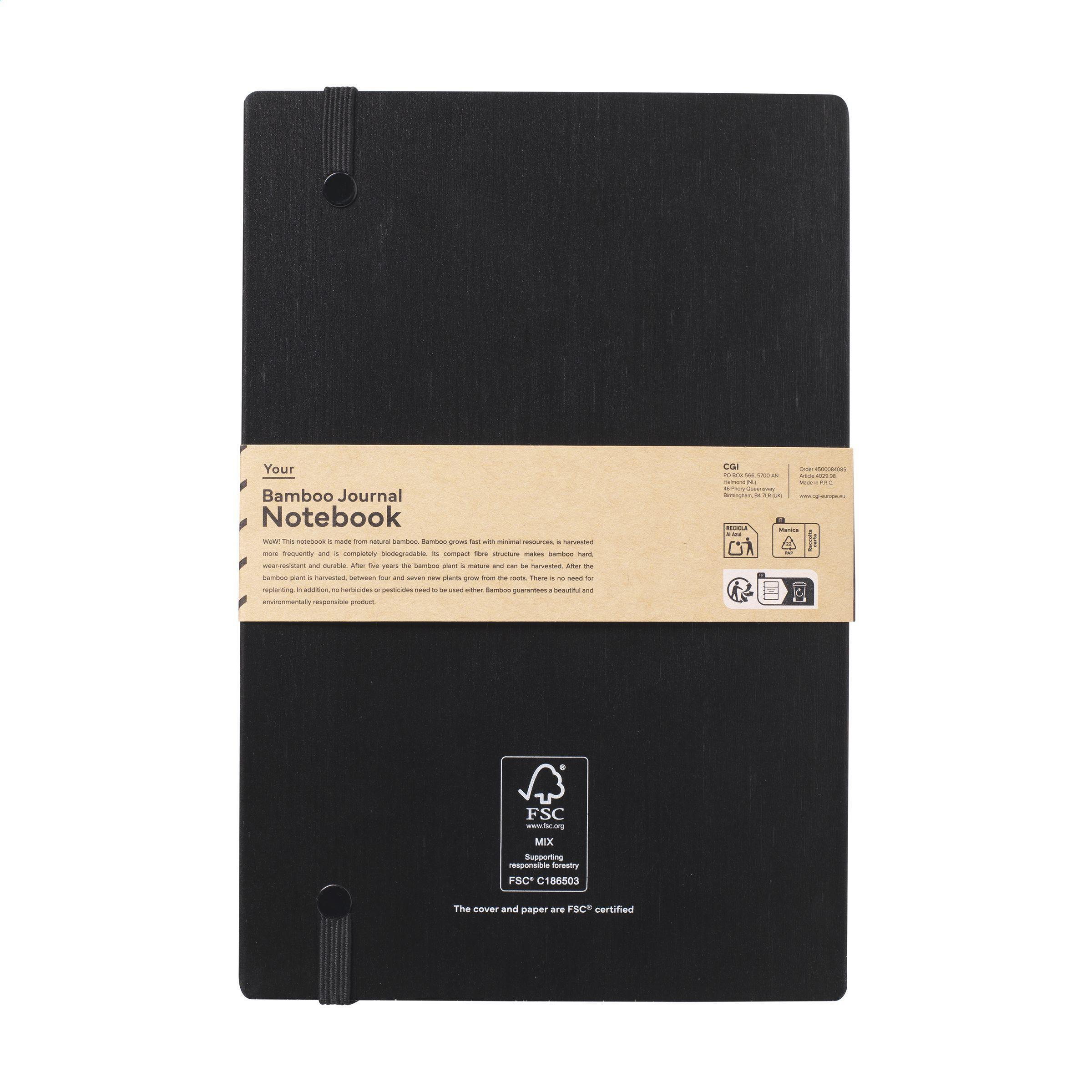 Bamboo Journal Naked Spine Notebook Black A5 Notizbuch
