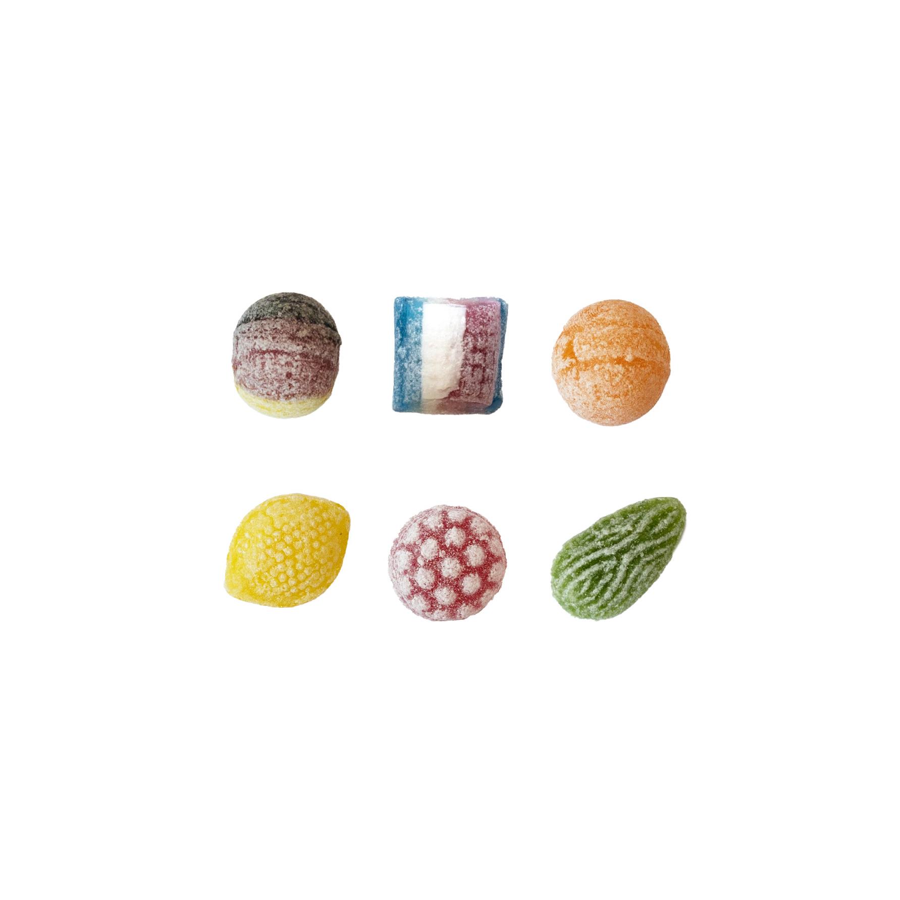Beutelschachtel mit Bonbons,   60 g, Inhalt: Bonbons Trikolore