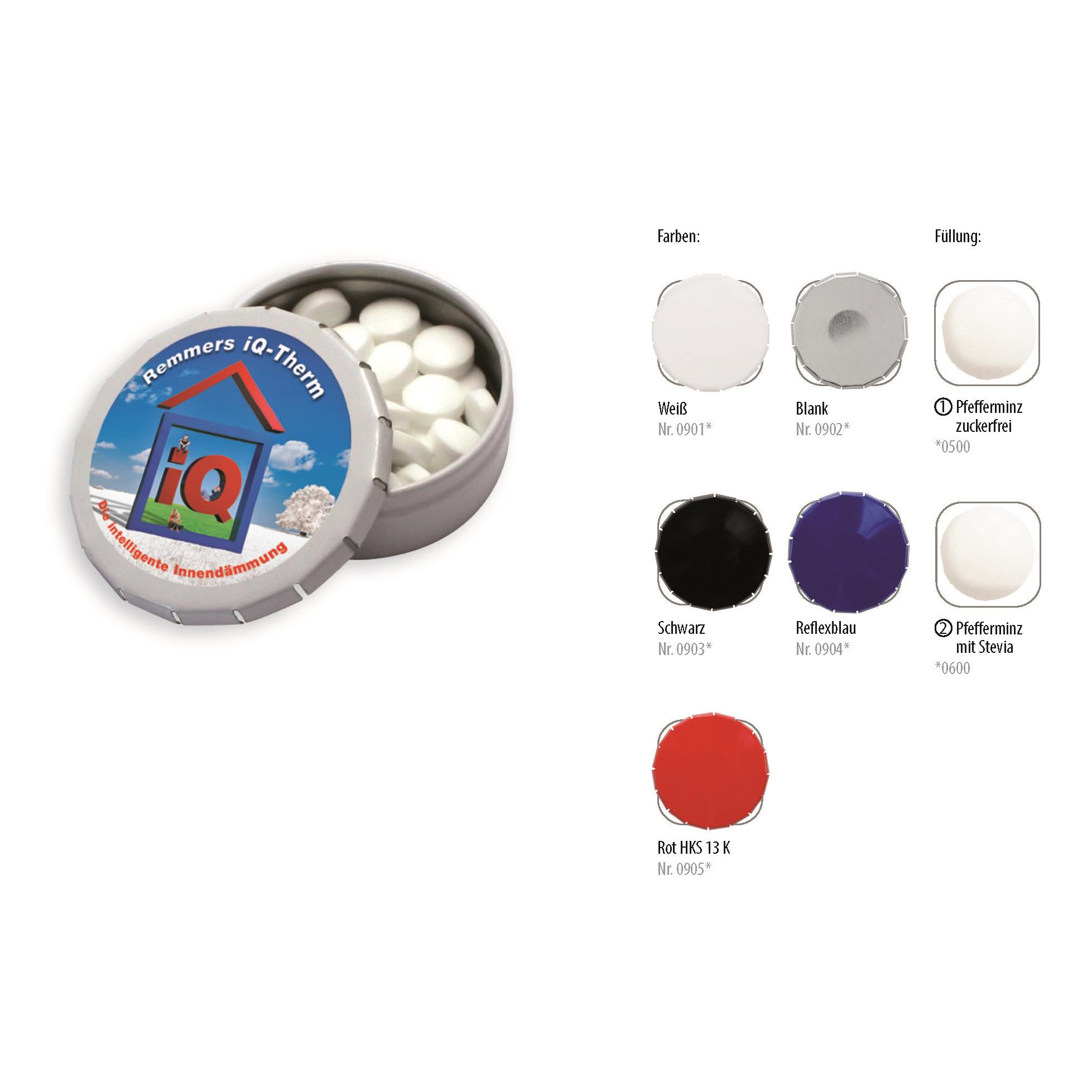 Klick-Dose-45, rot HKS 13 K 12 g, Inhalt: Pfefferminz-Pastillen; zuckerfrei