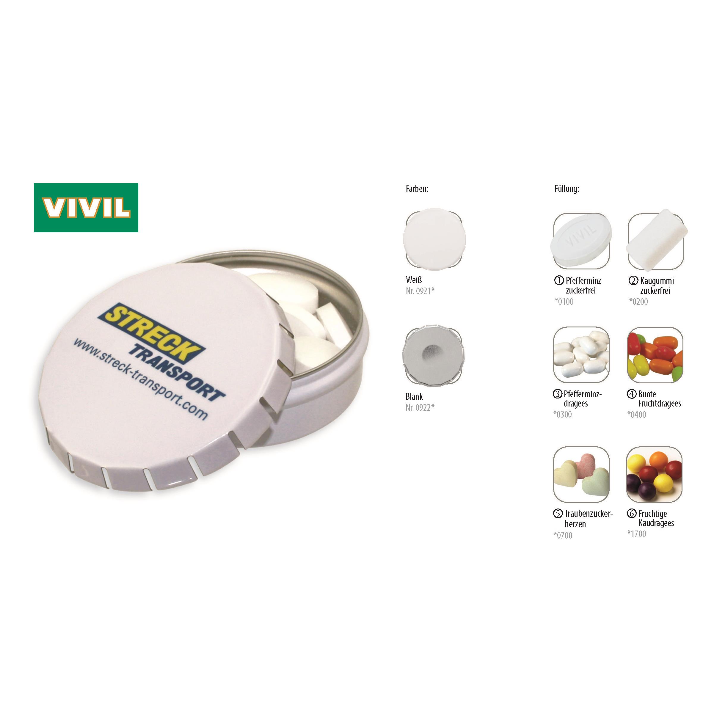 Klick-Dose-75, weiß 45 g, Inhalt: Fruchtige Kaudragees (Dose)