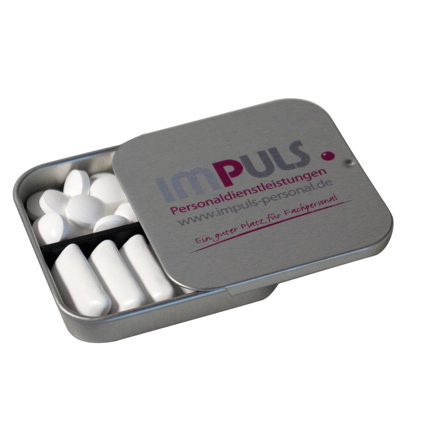 Twin Tin, weiß individuell, Inhalt: Pfefferminzdragees (Dose)
