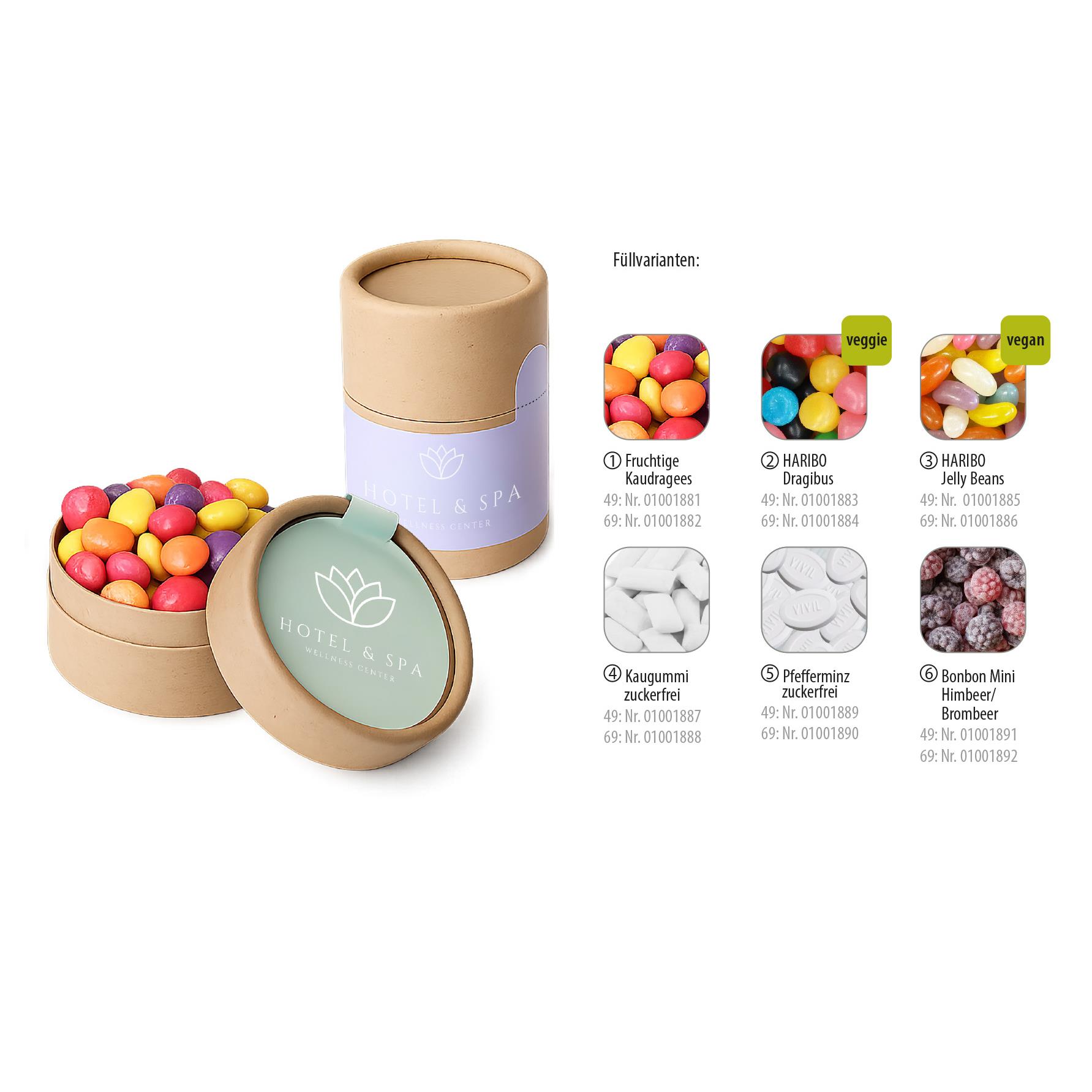 PaperTube 49,   45 g, Inhalt: Bonbon Mini Himbeer/Brombeer