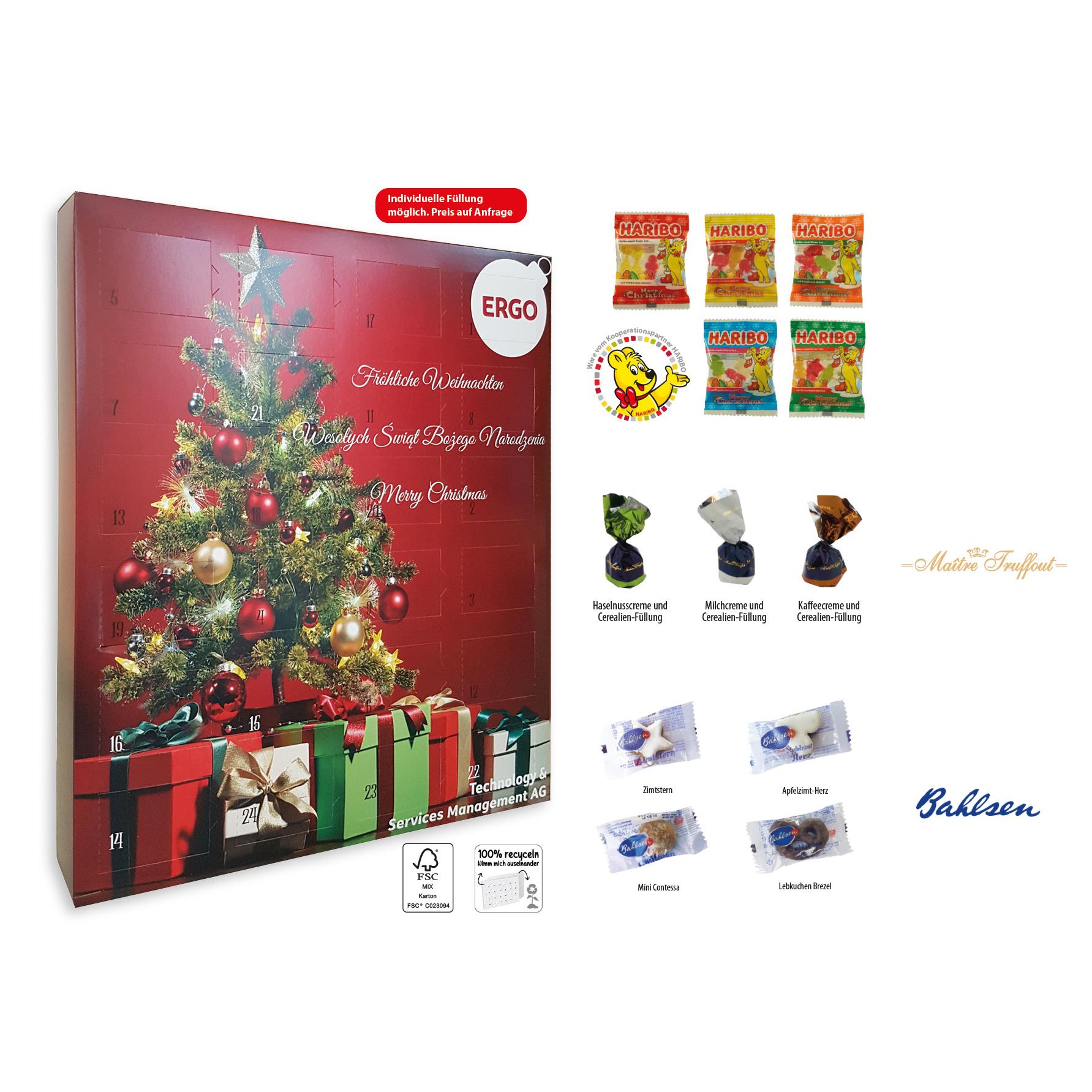 XXL Adventskalender,   24 Stück, Inhalt: Bahlsen Wintermix