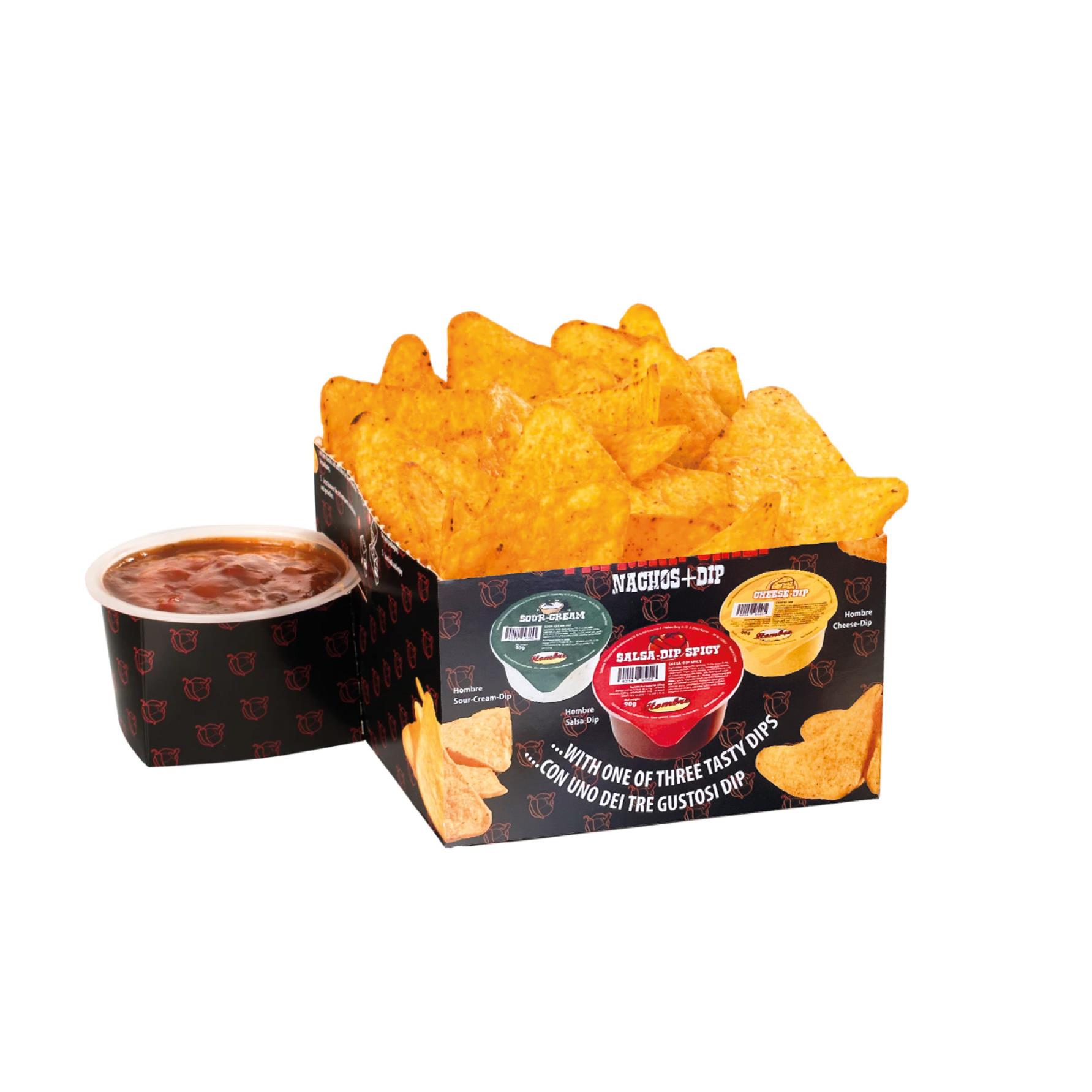 Nacho Box im Schuber,   190 g, Inhalt: Nachos Paprika-Chili, Salsa Dip Spicy