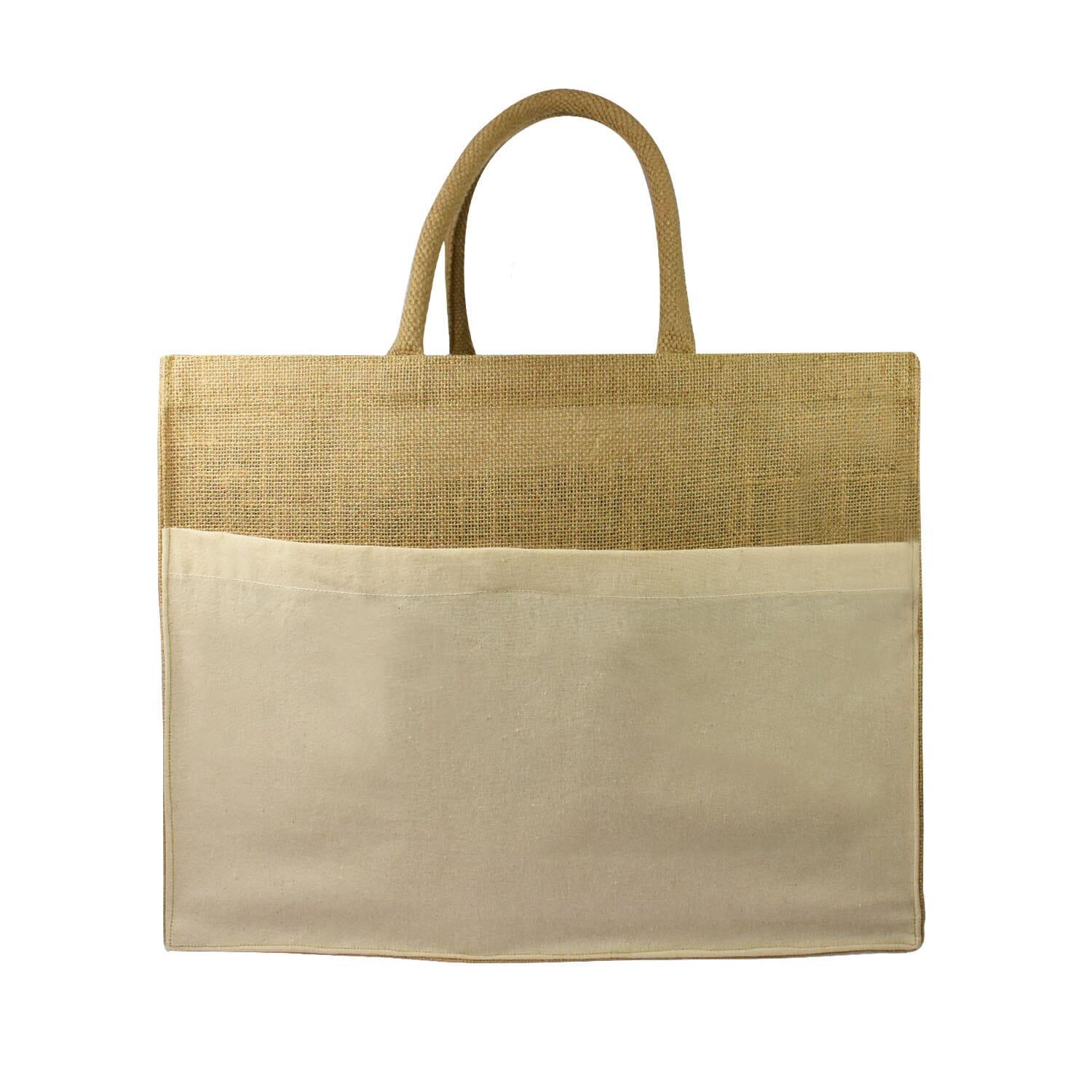 Juten Shopper mit Baumwollfach, 300 gr/m²