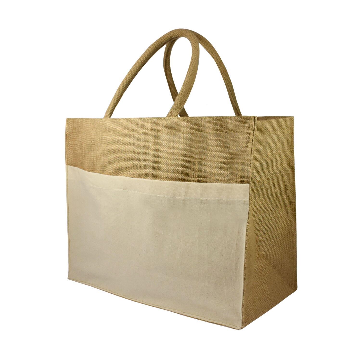 Juten Shopper mit Baumwollfach, 300 gr/m²