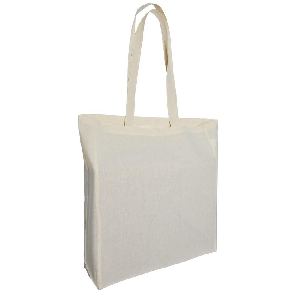 Baumwolltaschen mit langen Henkeln und Bodenfalte, 140 gr/m²
