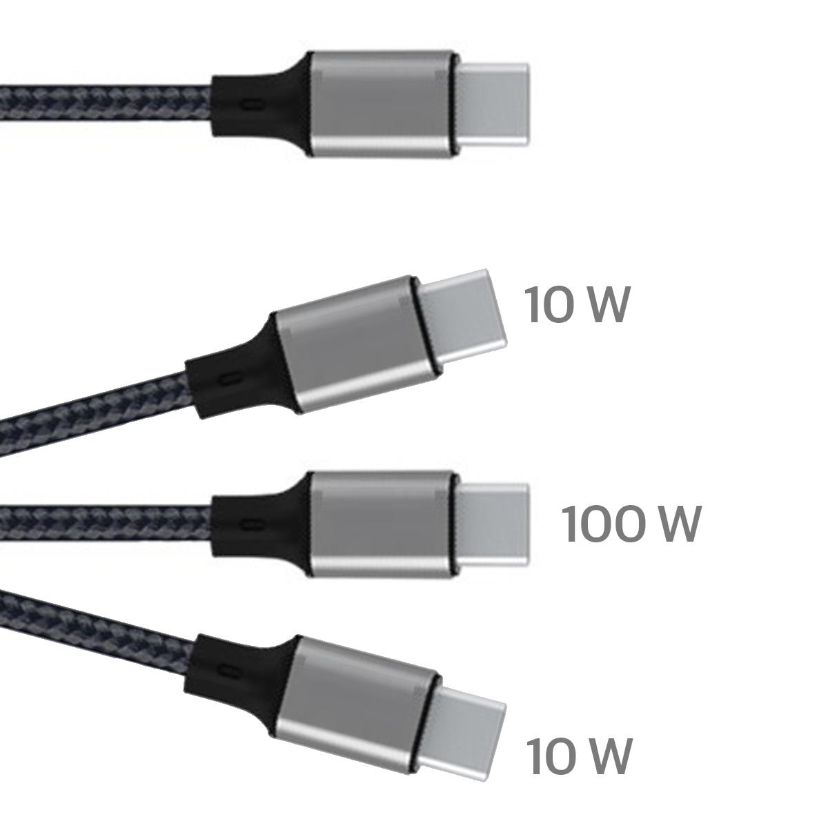 RPET LOGO-light Ladekabel USB C 100 Watt 1,2 m