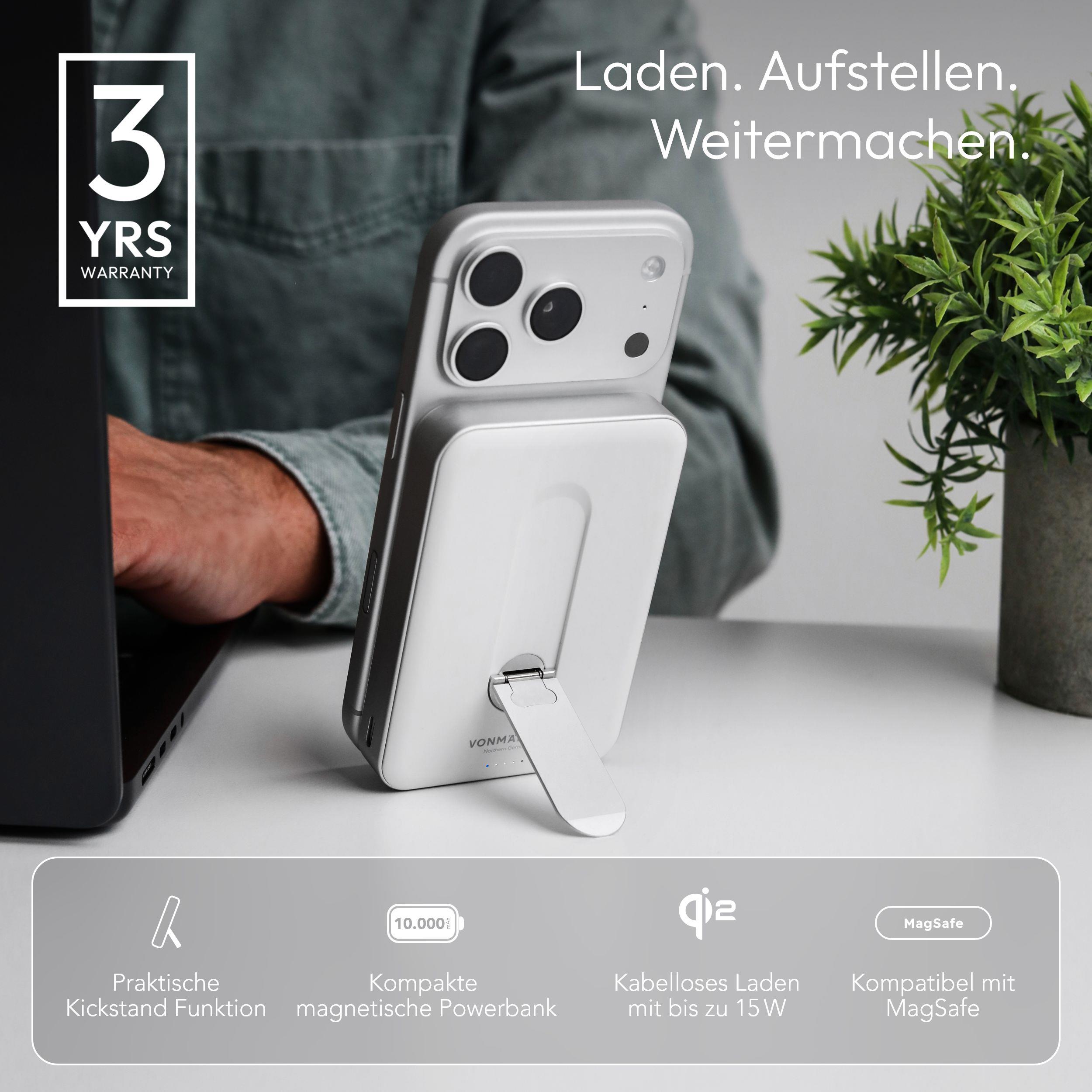 Evergreen Mag 10000 mit Kickstand - Die magnetische Powerbank mit Standfunktion - Weiß