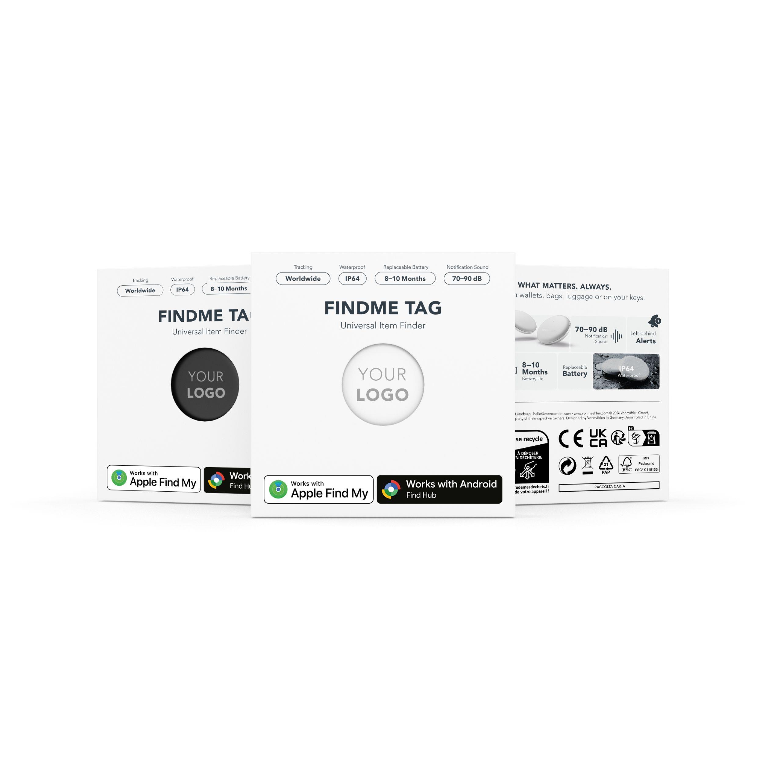 FindMe Tag - Der universelle Tracker für alles, was zählt - Weiß