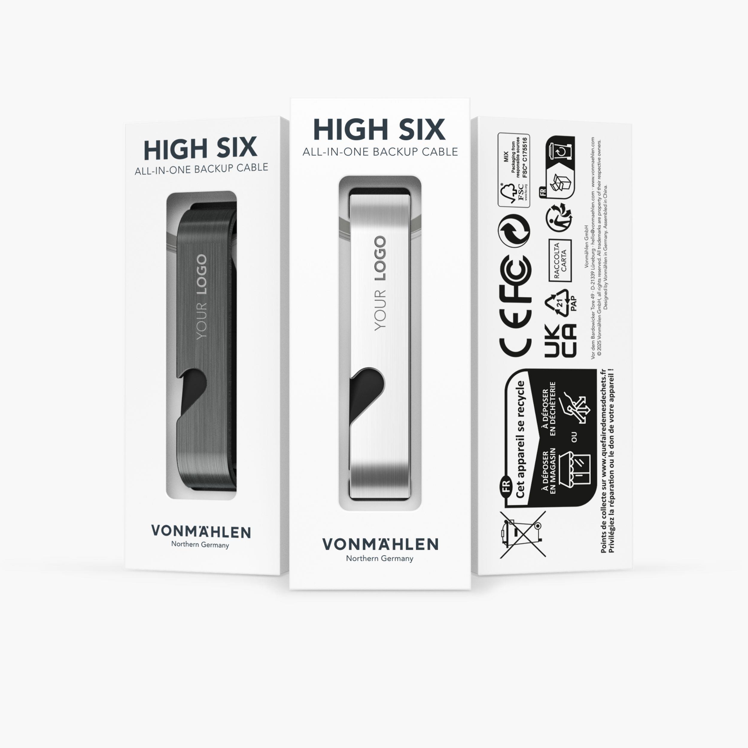 High Six - Das 6in1 Schnellladekabel - Komplett Schwarz