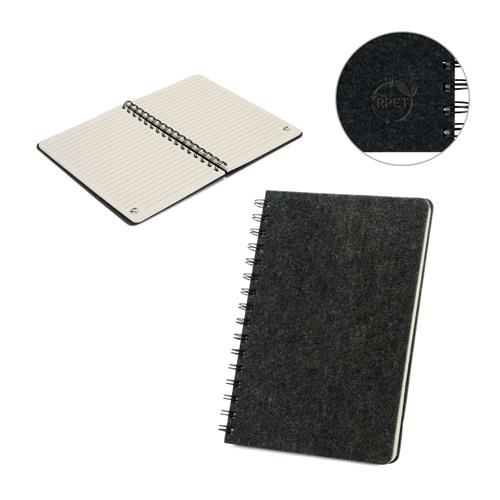 MISHIMA. A5-Ringbuch mit flexiblem Einband aus recyceltem Filz (100% rPET) mit linierten Seiten