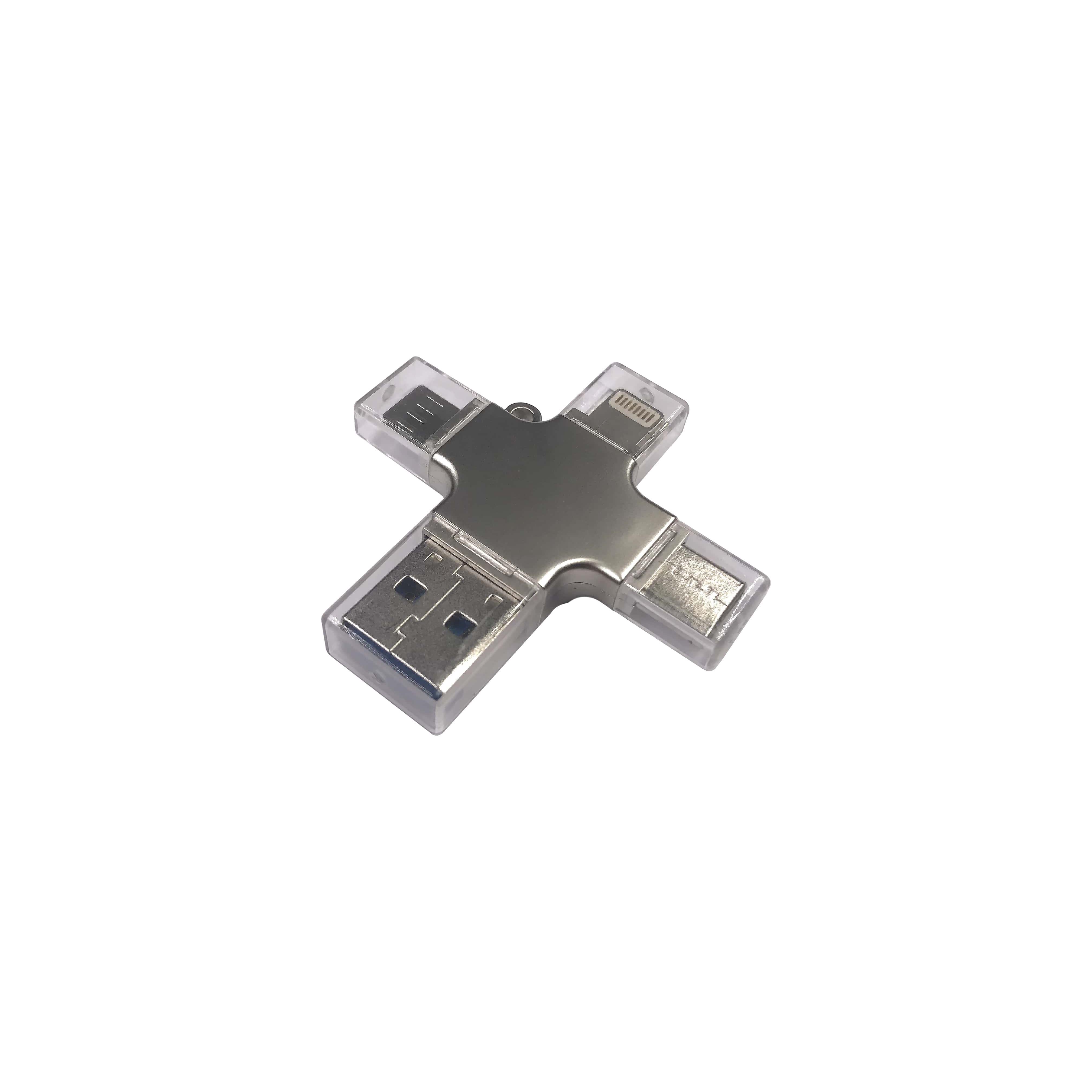 USB-Stick OTG F93 4 in 1 USB 3.0 COB  16 GB Silber