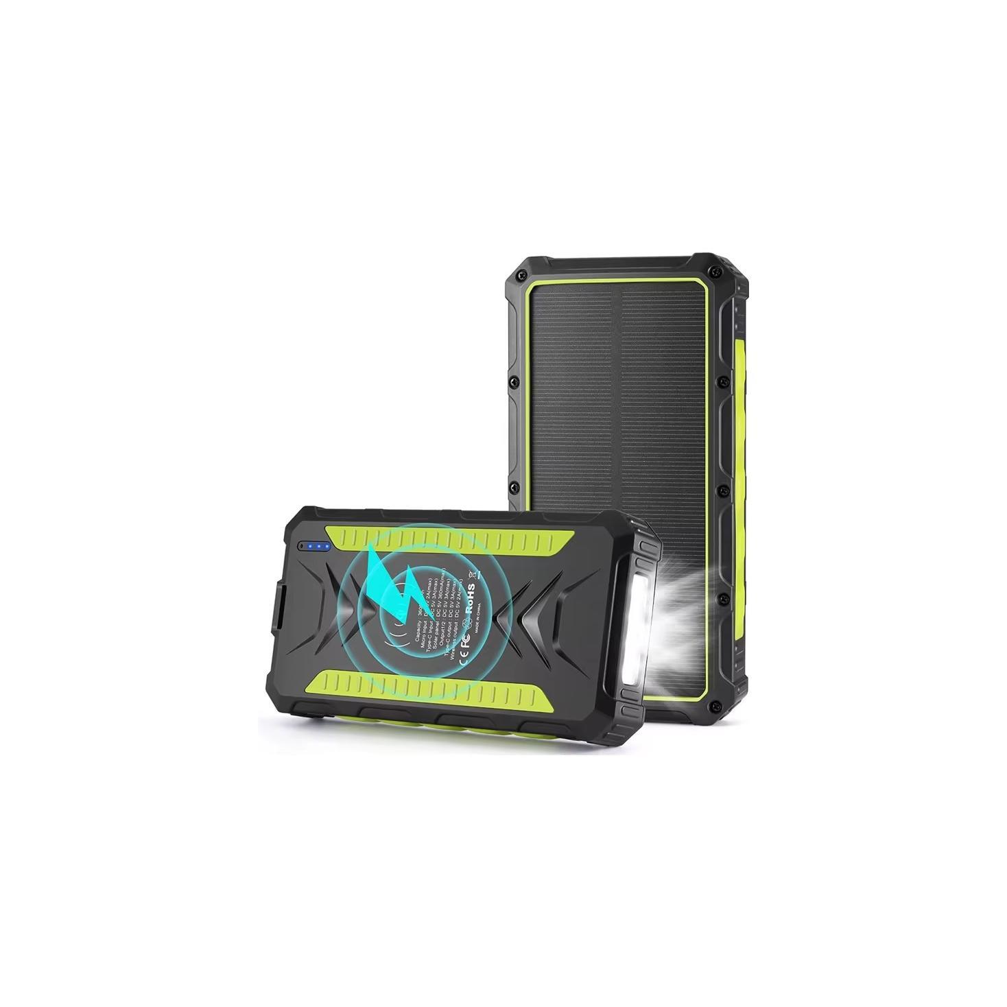 Outdoor Solar Powerbank PB-58 Wireless Charging 10000 mAh Grün