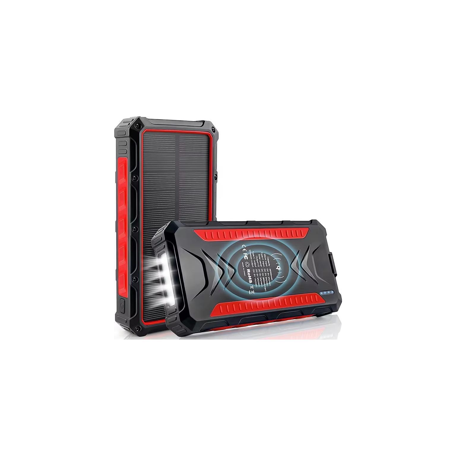 Outdoor Solar Powerbank PB-58 Wireless Charging 20000 mAh Rot