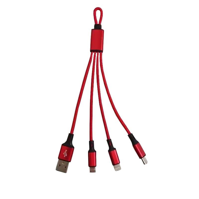 3in1 Mini Nylon Ladekabel 19,5cm Rot