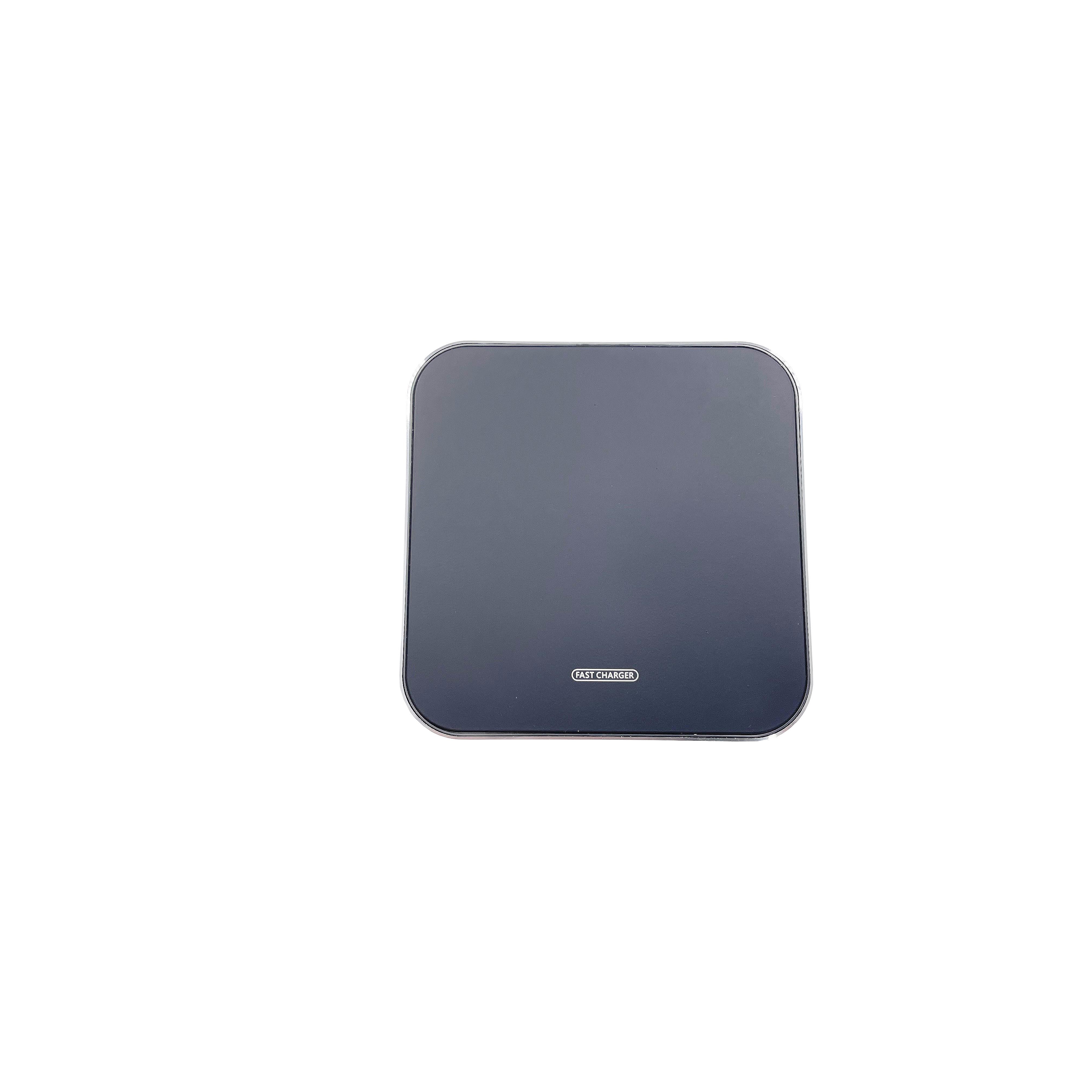 Wireless Charger LED-Rand eckig 15W Silber/Weiß gummiert (matt)