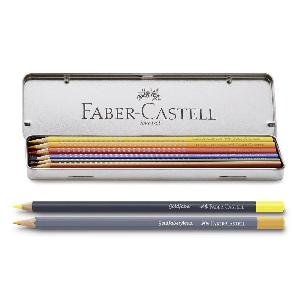 6 Buntstifte Colour Grip oder Goldfaber im Metalletui Faber-Castell