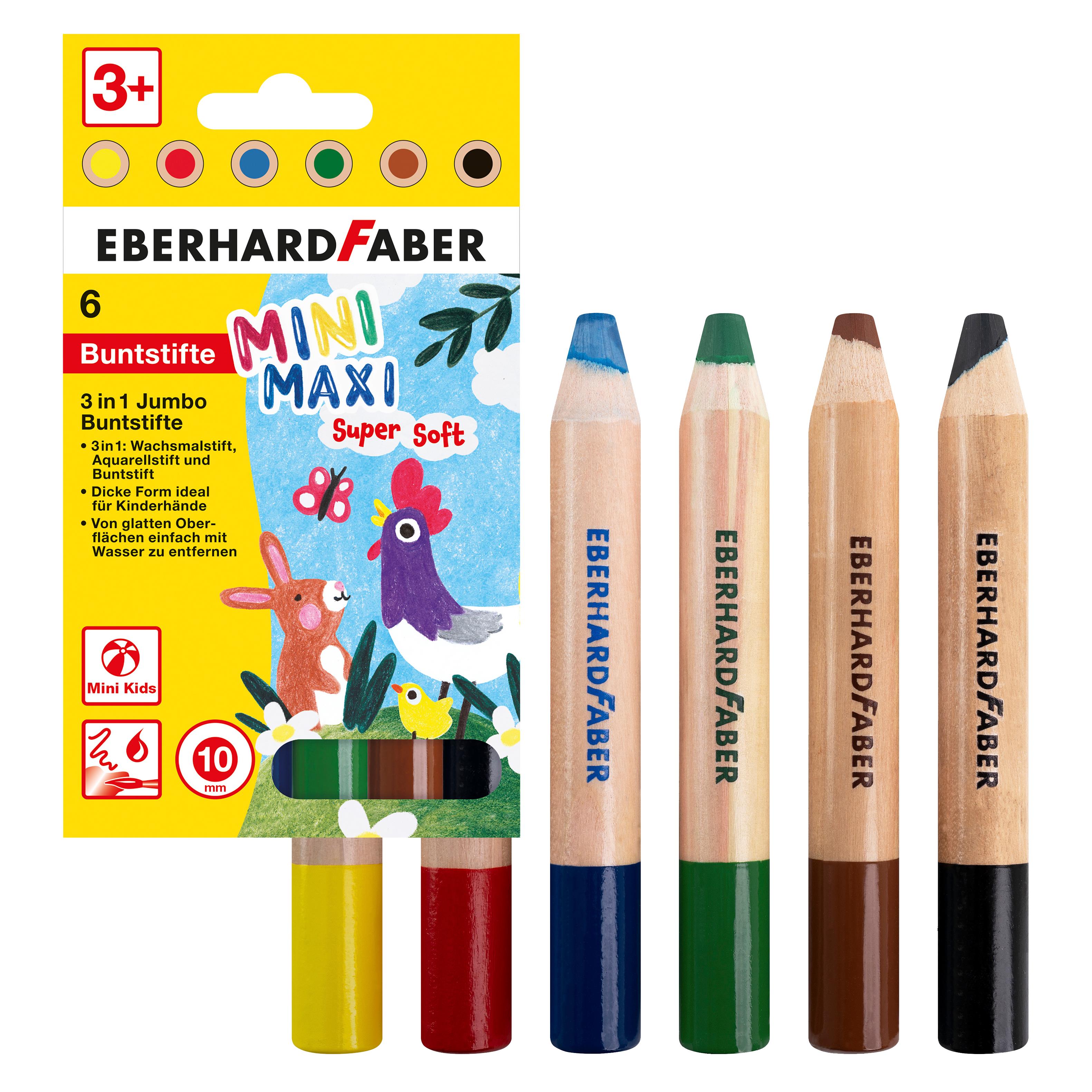 Jumbo Buntstift MiniMaxi 3 in 1 - 6er Etui Faber-Castell