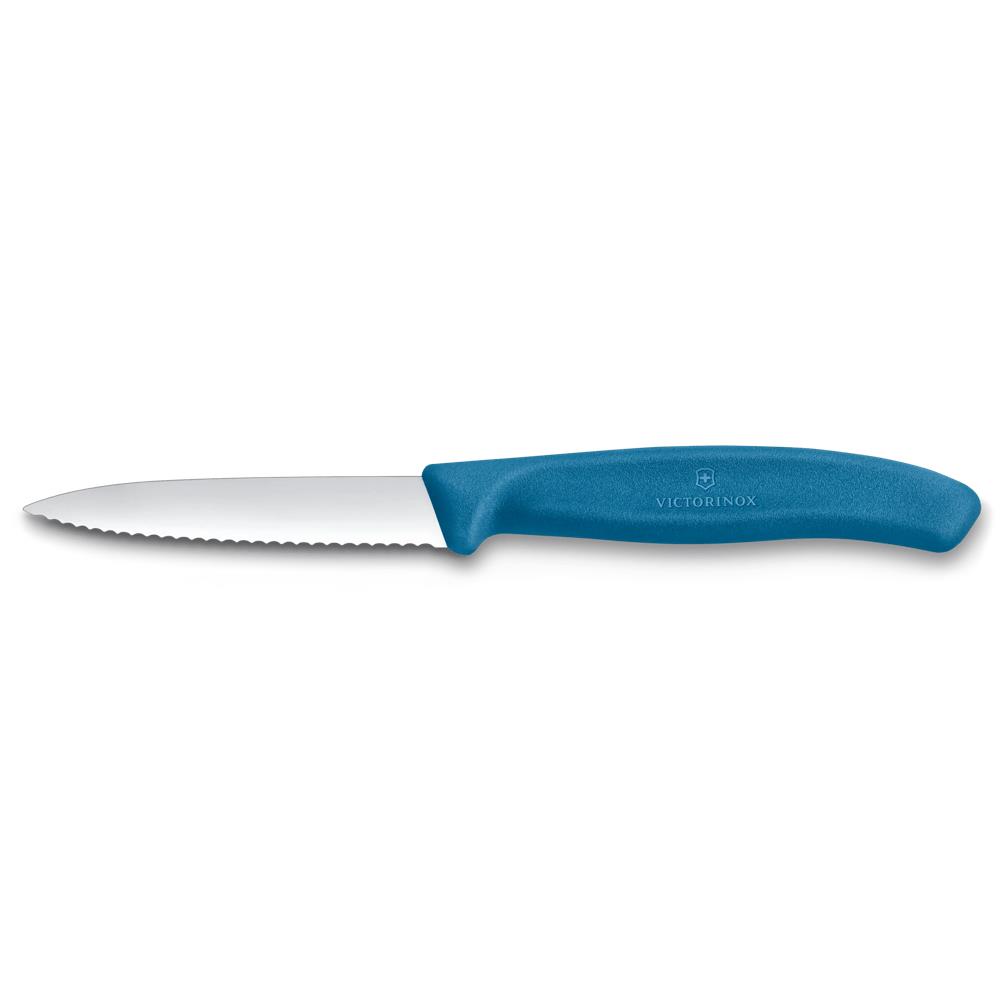 Swiss Classic, Gemüsemesser, 8cm, Wellen, Mittelspitz, blau