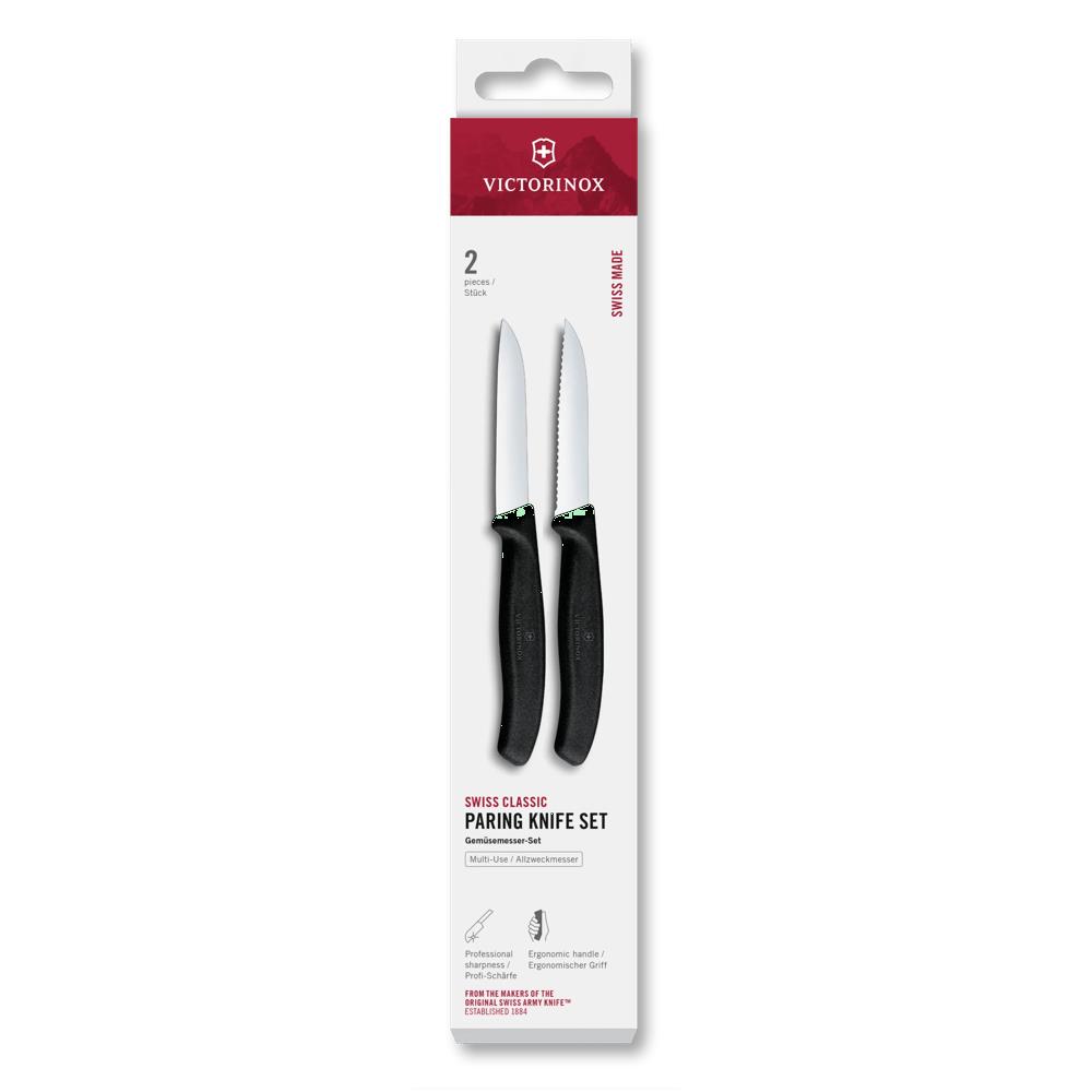 Swiss Classic, Gemüsemesser Set, 2tlg,8cm,gerade/Wellen,schwarz,B