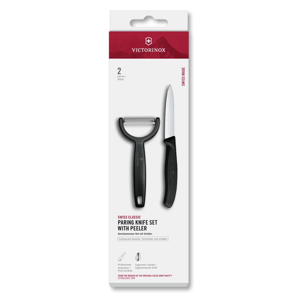 Swiss Classic, Gemüsemesser mit Y-Schäler, 2tlg, schwarz, Box