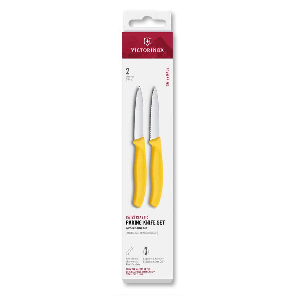 Swiss Classic, Gemüsemesser Set, 2tlg, 8cm,gerade/Wellen,gelb