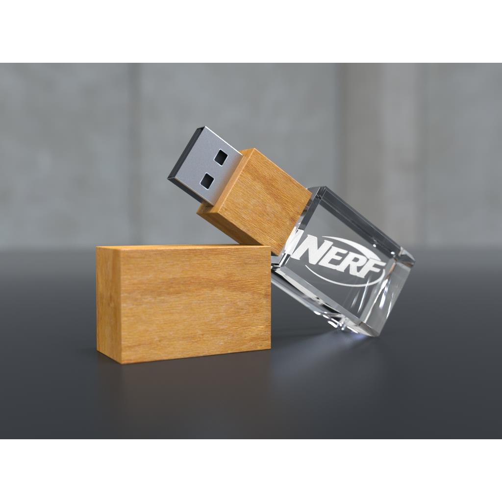 USB CRYSTAL 3D wood, (32GB) 3.0