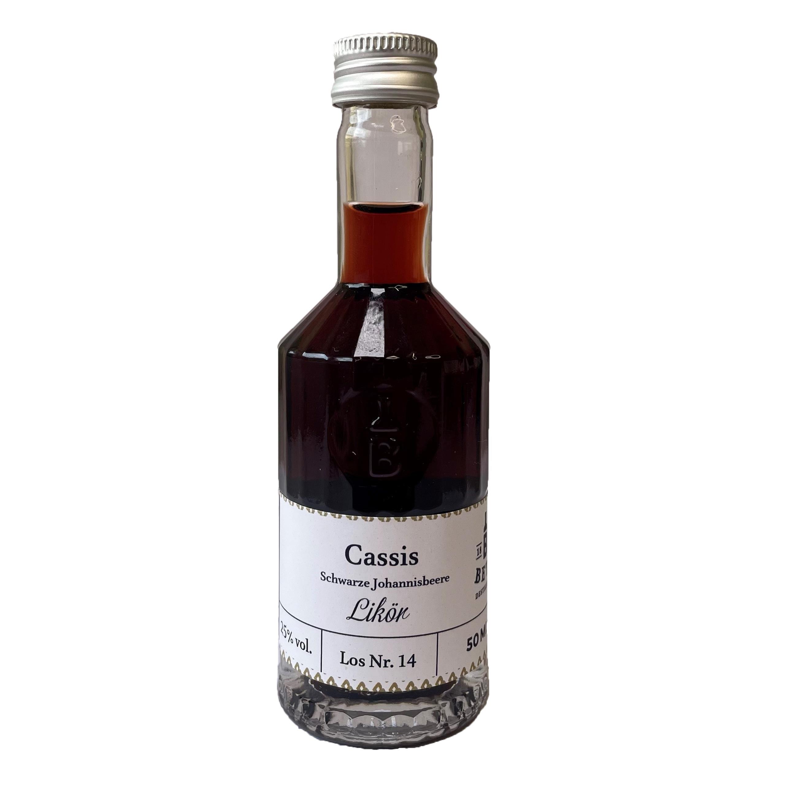 Cassis-Likör 50 ml in Tastingflasche, 25 % vol.